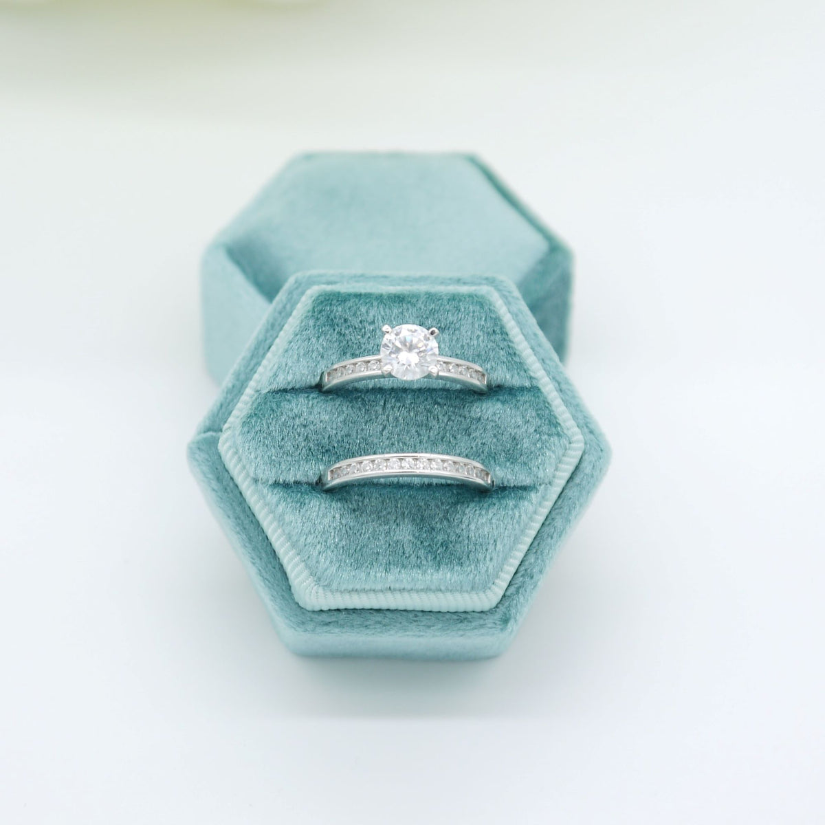 Teal store ring box