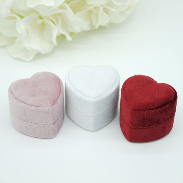 Red Heart Double Velvet Ring Box