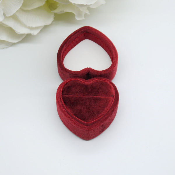 Red Heart Single Velvet Ring Box